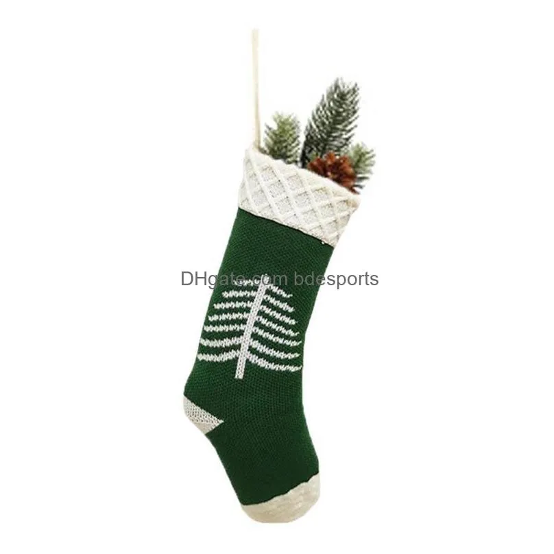 christmas decorations knitted stockings hanging ornaments creative elk/tree/snowflake pattern candy gift bag festival decorative