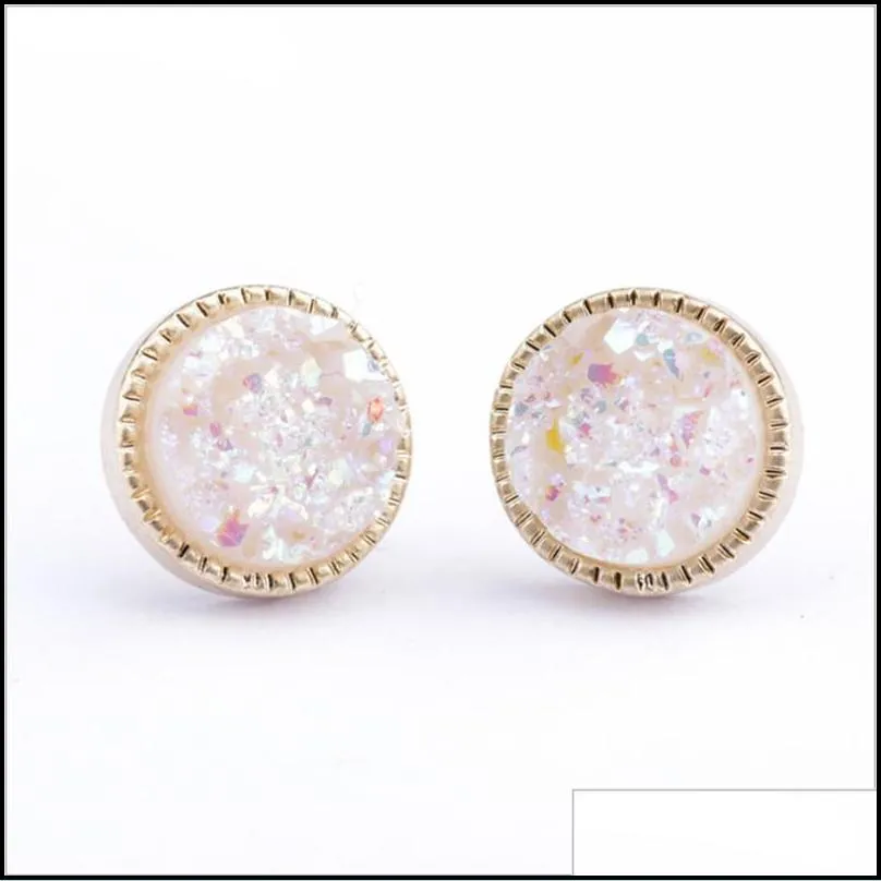 silver ice out high diamond cluster zircon round screw back round earrings men and women hip hop jewelry