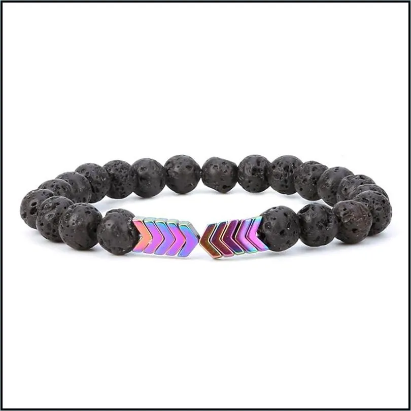 male and female volcanic stone 8 mm lava rock beads arrow bracelet  oil scattered beads men and women bracelet