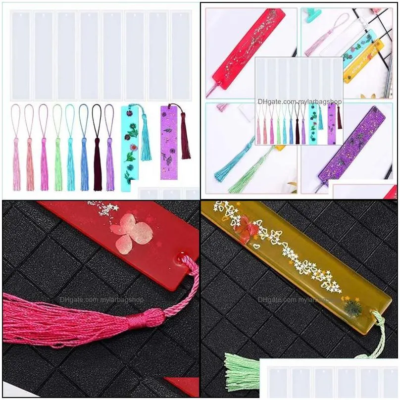 bookmark bookmark 16 pcs resin mold kit with 8pcs colorf tassle birthday gift supplies drop delivery 2021 office school mylarbagshop