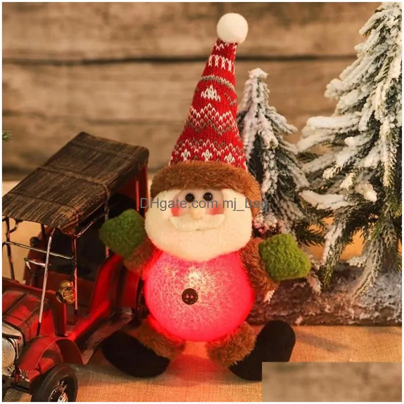 christmas decorations led snowman elk doll tree hanging pendant with lamp glowing year party decoration for home