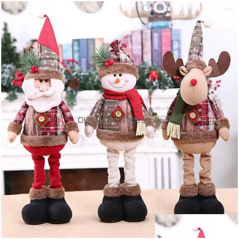 christmas decorations doll lovely shape builtin cotton retractable santa claus snowman reindeer for indoor decor