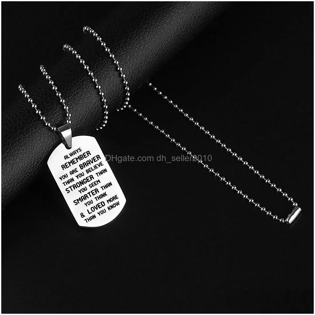 to my son daughter love mom dad necklaces keychain stainless steel dog tag letter pendant beaded chains for women men family jewelry