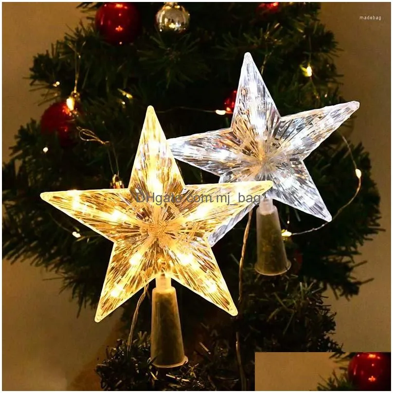 christmas decorations 24/18cm light glowing star tree topper decor led ornament fairy with battery box