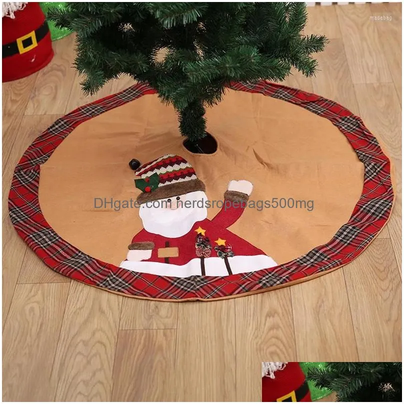 christmas decorations 105cm tree skirt red snowman santa claus plaid edge father home decoration xmas carpet year navidad 2022