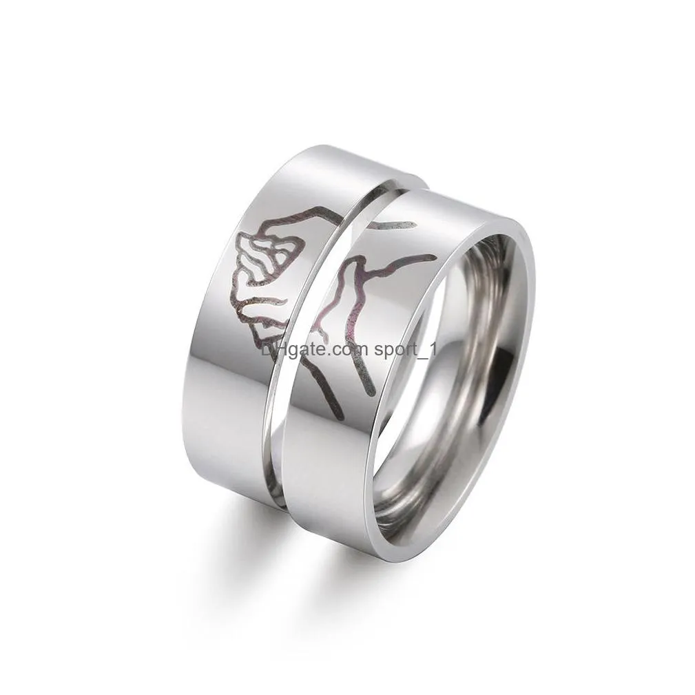 fashion stainless steel ring silver color romatic design heart wedding couple valentines day anniversary gift