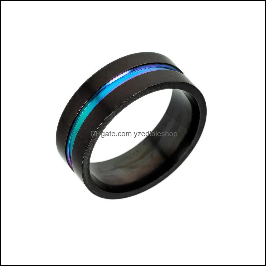 stainless steel ribbon ring black rainbow ring mens rings ring fashion jewelry gift 080405