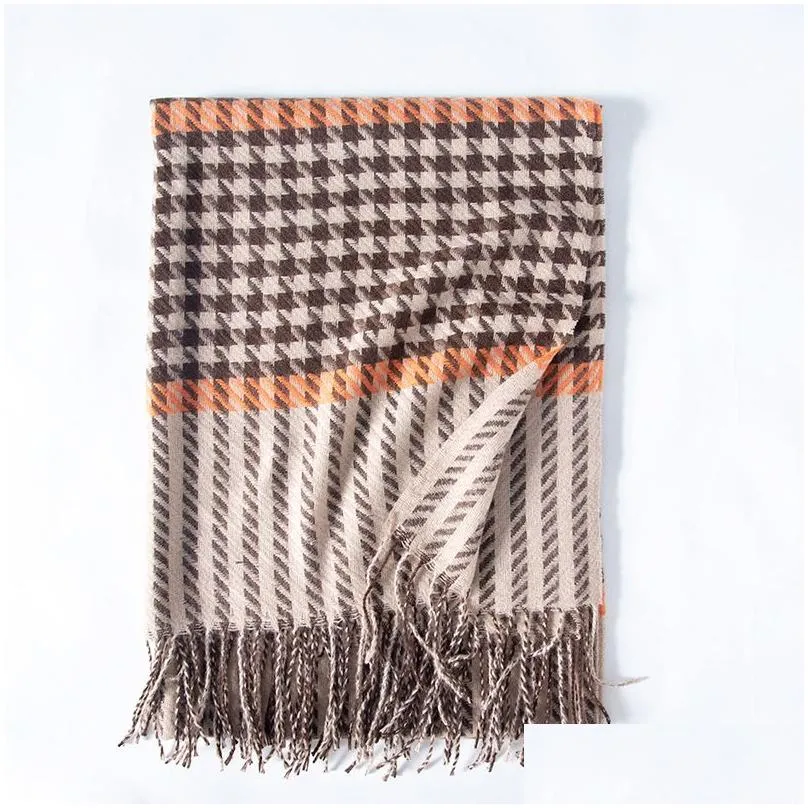 plaid scarves for women tassels chunky oversized shawl winter/fall warm scarf