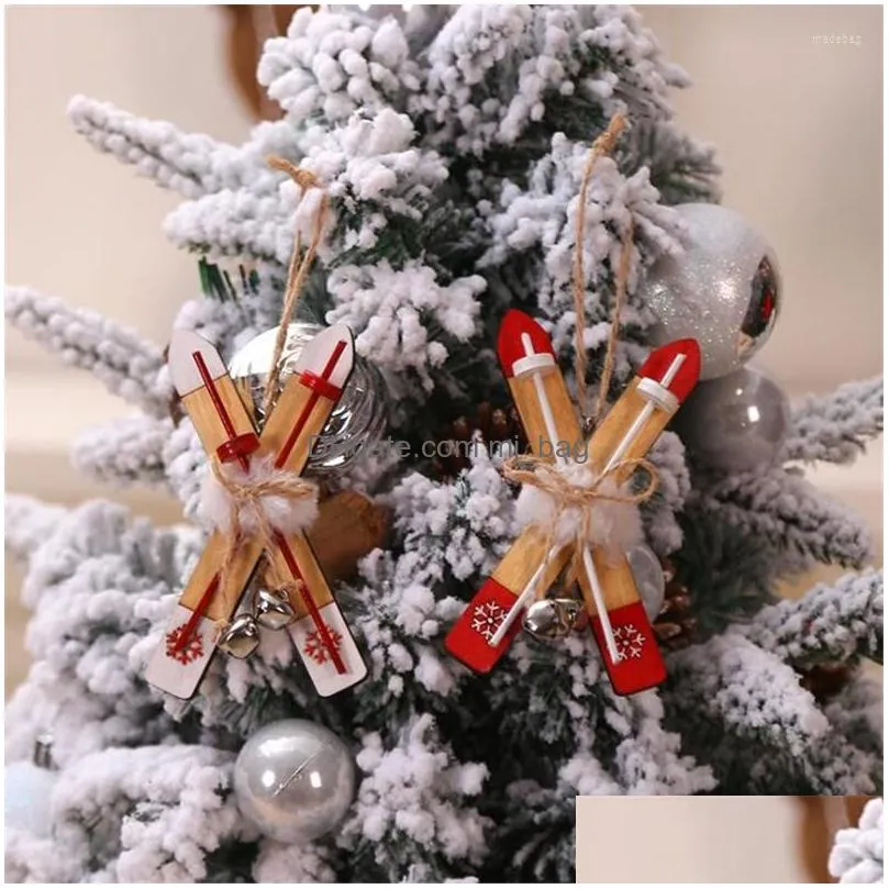 christmas decorations 1pcs wooden sleigh ornaments for chirstmas tree hanging pendants xmas decoration kids toys home party year