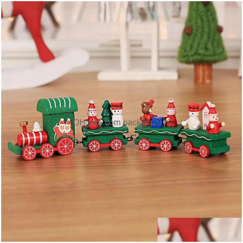 christmas decorations wooden train ornament decoration for home santa claus gift toys crafts table deco navidad xmas 2022