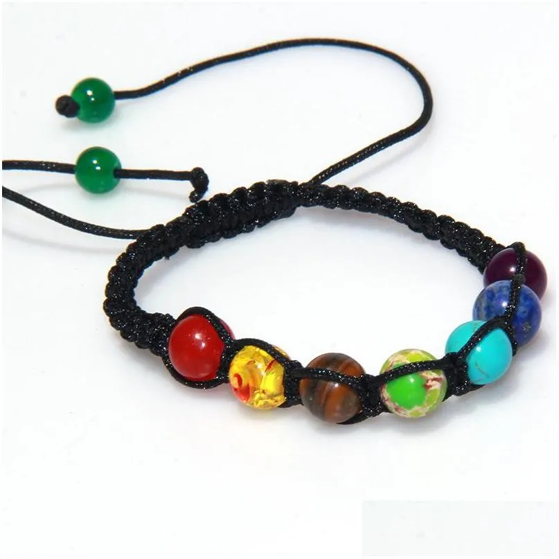 7 chakra healing beaded bracelet reiki prayer balance beads bracelets handmade braided bangles for women men adjustable jewelry