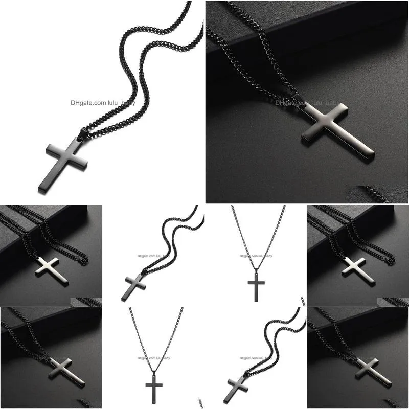 classic cross necklace fashion stainless steel chain pendant necklace for men jewelry gift collar hombres