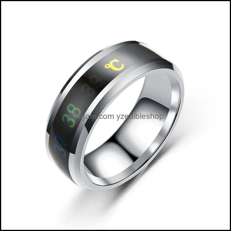 stainless steel temperature sensing ring mood ring wedding rings band women mens rings fashion jewelry gift