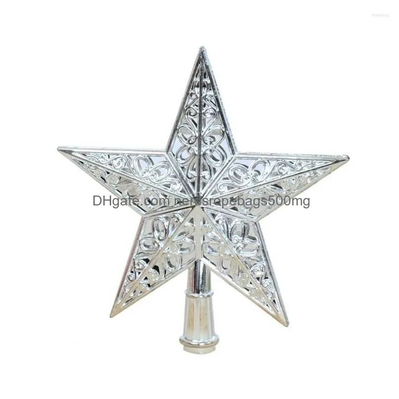 christmas decorations plastic great holiday party xmas tree top star ornament lightweight pentagram hollowout design for household