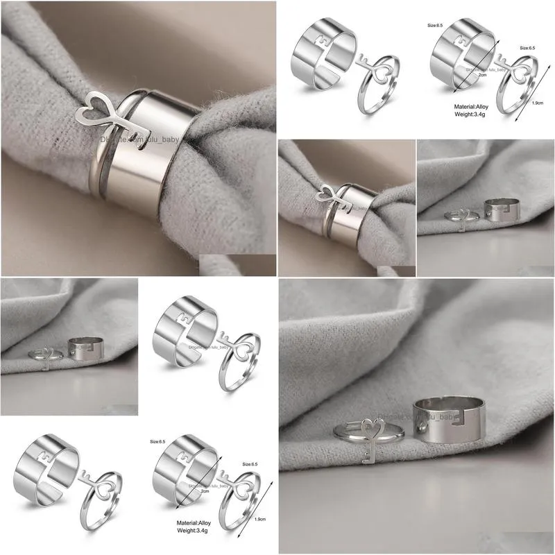 punk style couple rings for men and women pair ring combination fashion key opening index finger ring accessories jewelry gifts