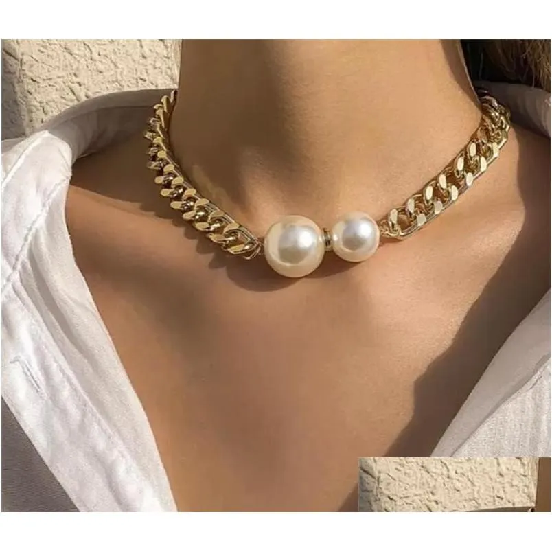 elegant big white imitation pearl choker necklace clavicle chain fashion necklaces for women wedding jewelry collar 2021 