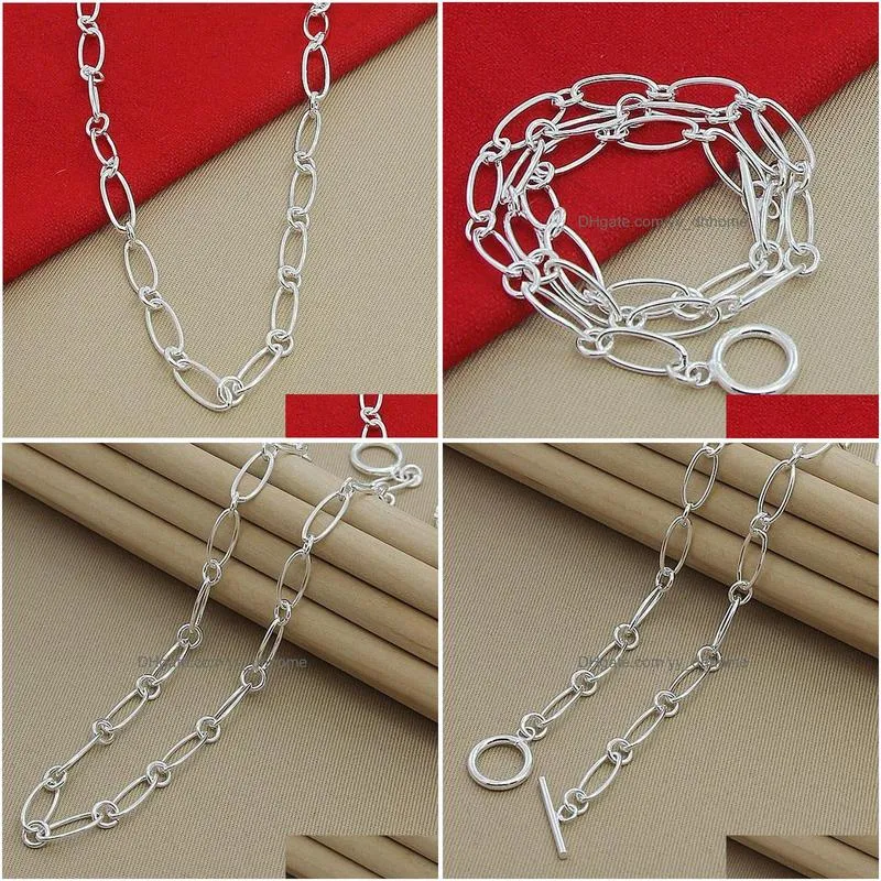 silver ot buckle necklace 45cm 18 inches simple chain for woman man fashion charm jewelry