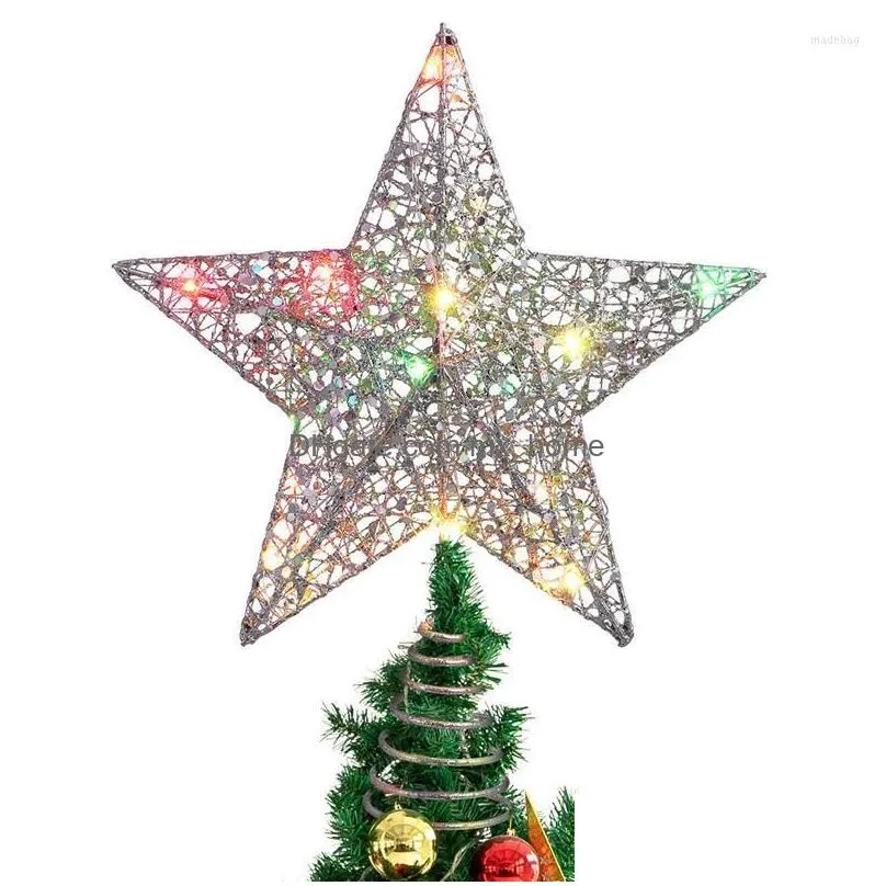 christmas decorations 25 x 30cm tree top star decoration topper colorful lights party
