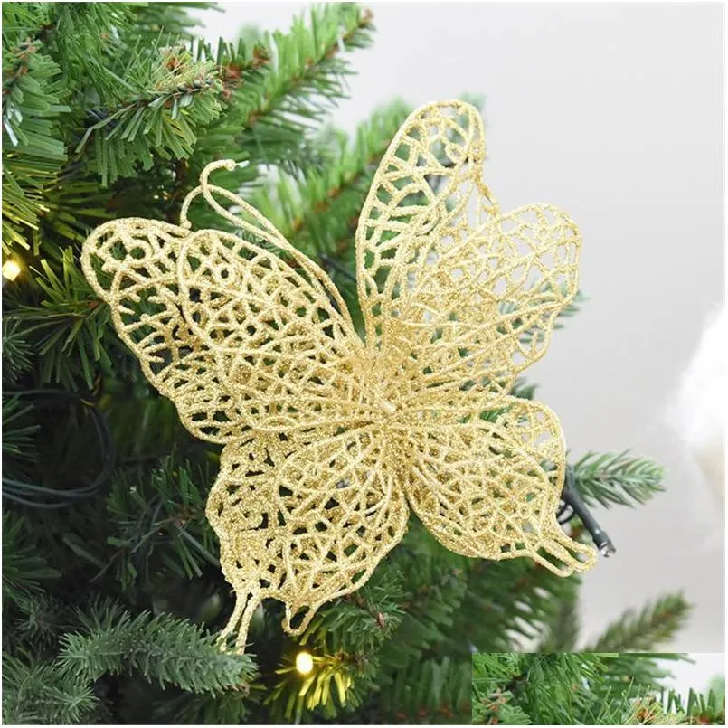 christmas decorations 6pcs 2022 ornament tree hanging pendant simulation butterfly xmas kerstboom decoratieschristmas