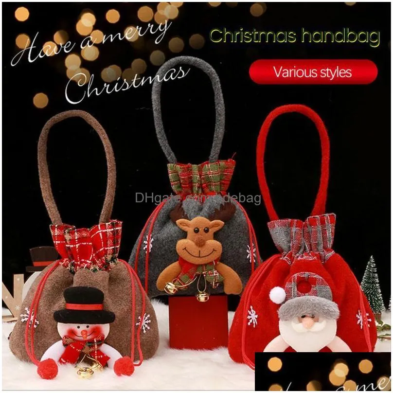 christmas decorations plush gift bag eve portable candy  snowman elk santa style childrens dessert decoratchristmas