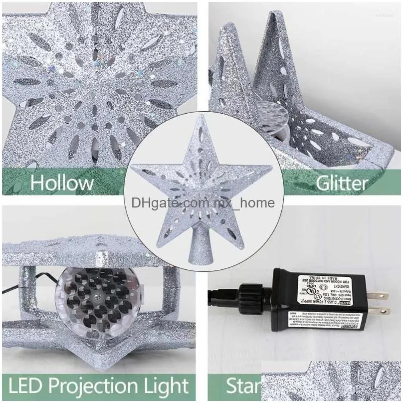 christmas decorations tree topper star shape snowflake led projector decor xmas party hanging ornament for year 2022