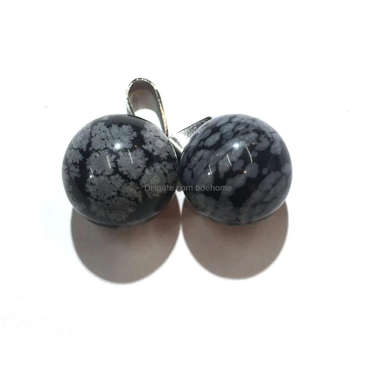 14mm round gemstone pendants necklace natural dangle ball black onyx charms healing chakra stone charm sphere jewelry 45cm black