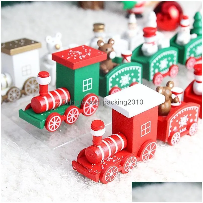 christmas decorations wooden train ornament decoration for home santa claus gift toys crafts table deco navidad xmas 2022