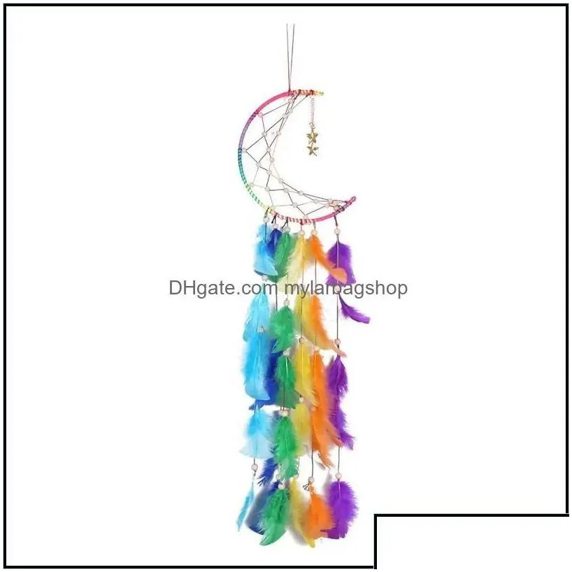 arts and crafts dream catcher festival gift handmade half circle moon design art dreamcatcher feather hanging star mylarbagshop dhkut