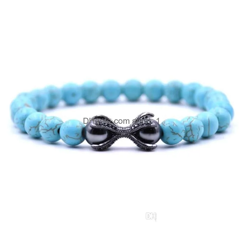 lava beads microinlaid zircon natural bracelet handmade couple two yoga cure aura bracelet