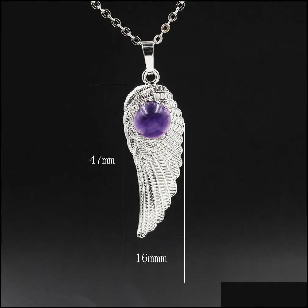 qimoshi natural crystal quartz angel wings pendant necklace for women girl chakra reiki healing eye dream yoga choker jewelry