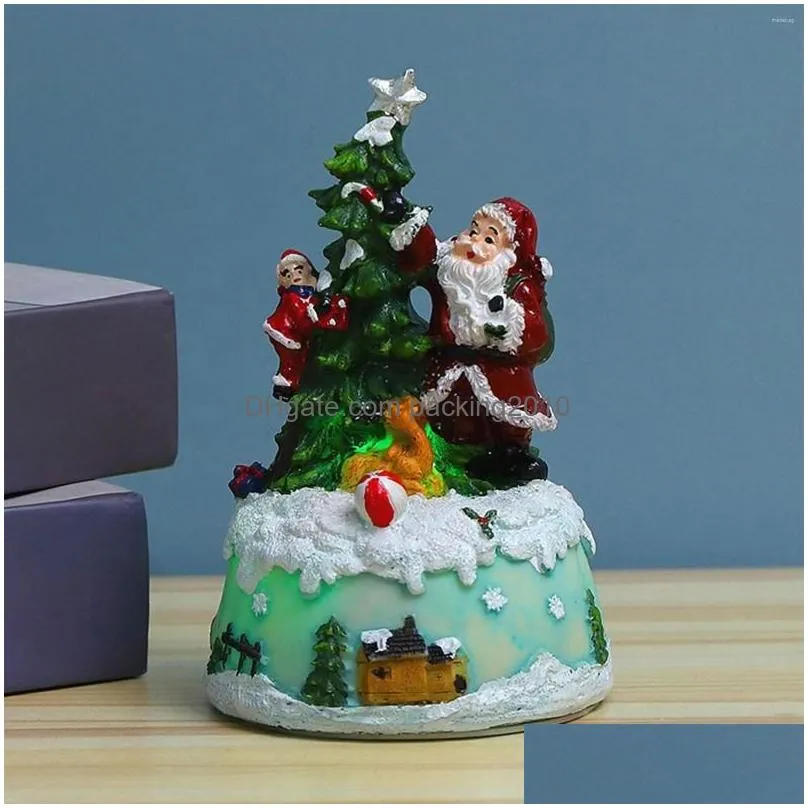 christmas decorations 2022 cake led lighting ornament resin sculpture with music for home decoration 9 15cm