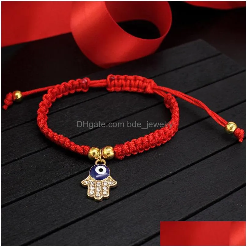 evil turkish eye hamsa hand braided red thread string bracelet for women men charm lucky rope adjustable friendship jewelry gifts