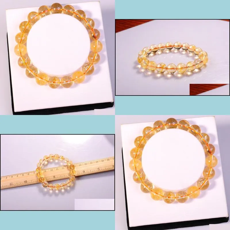 wholesale fashion natural jewelry citrine 10mm round beads semi precious stone crystal chunky red bracelets bangles for women love