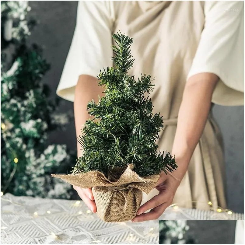 christmas decorations 30cm mini tree burlap simulation desktop window display holiday gifts and home