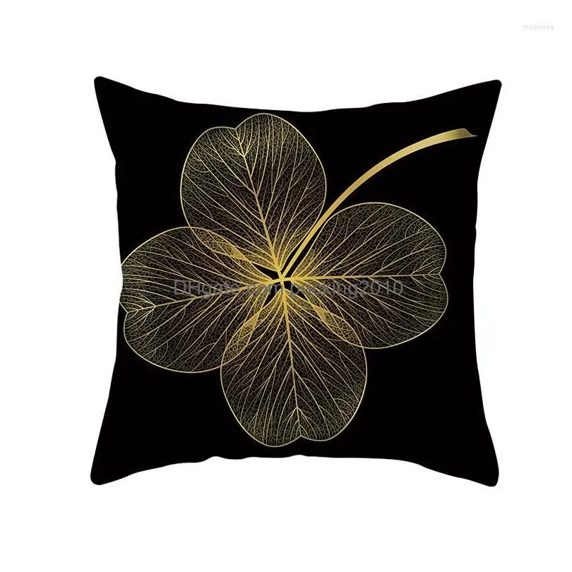 pillow ruldgee household black gold leaf pillowcase office lumbar cover golden painted decorative christmas sofa case pillows