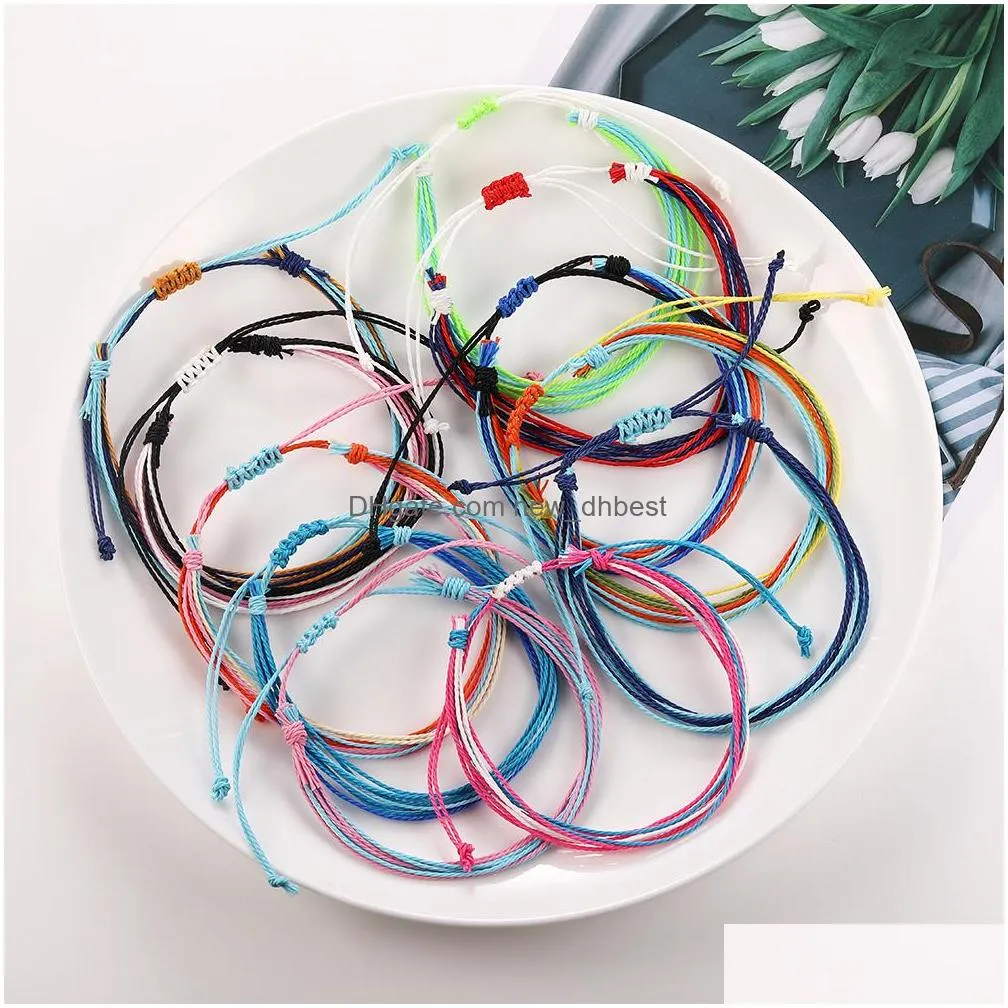 wax thread handmade multilayer woven friendship string bracelets multicolour adjustable braided bracelet for women
