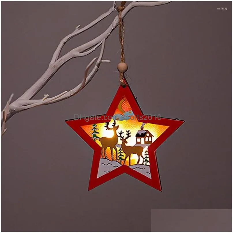 christmas decorations led round corner pendant bright color eyecatching wood delicate craft festival ornaments home decor party