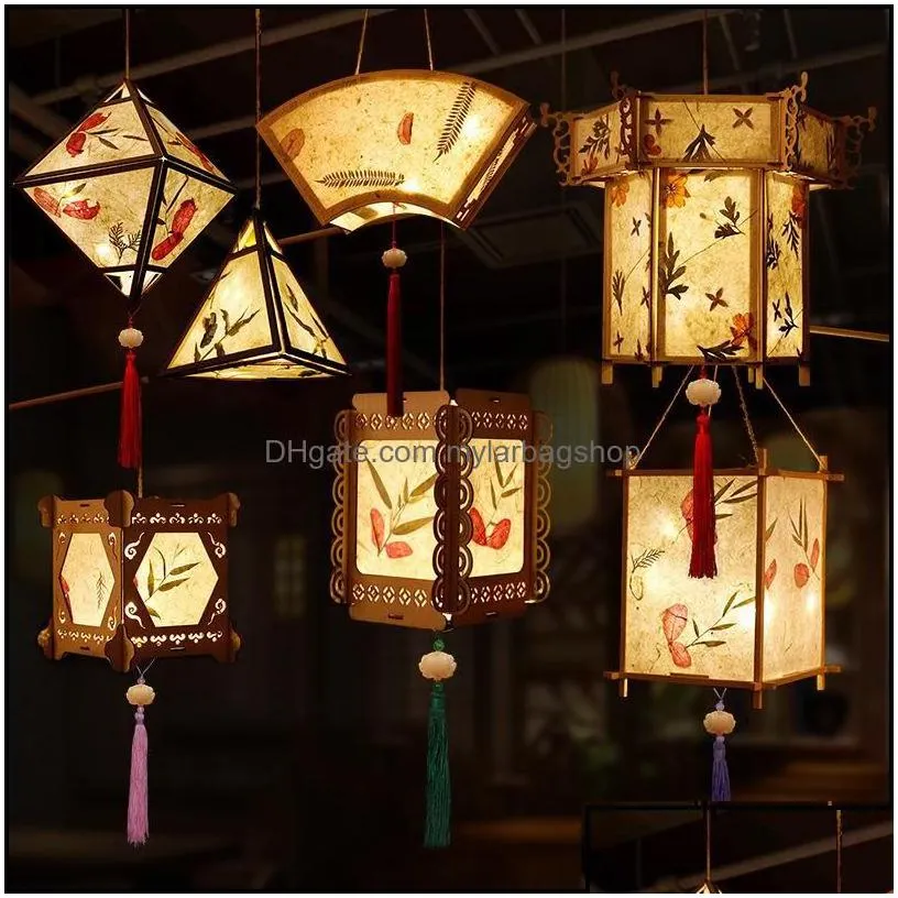 party decoration diy chinese retro paper lamp decoration blossom flower glowing lanterns festival party decor lampion 220622 drop del