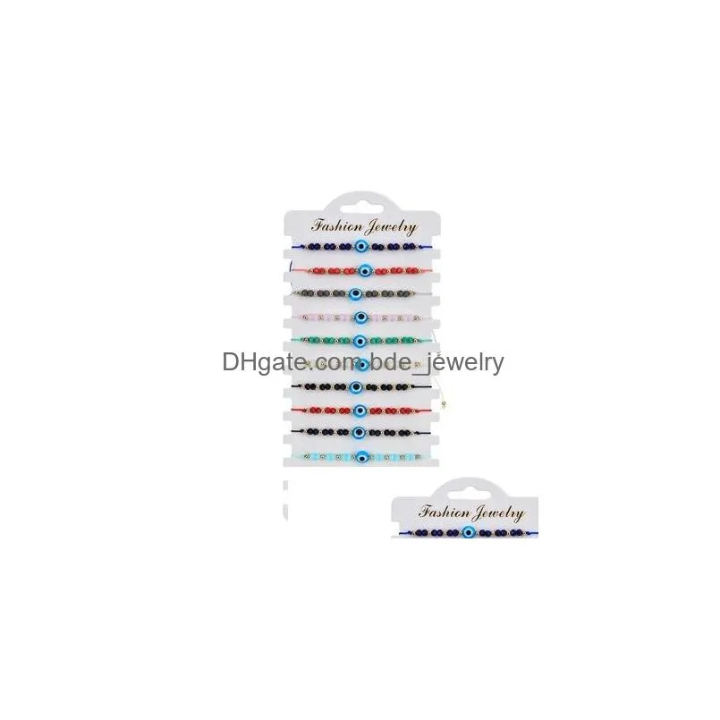 12pcs/set turkey blue evil eye bracelet women handmade rope chain crystal beads bracelets girl party jewelry gift
