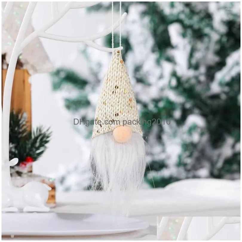 christmas decorations knitted sequined pointed hat faceless doll pendant creative old man