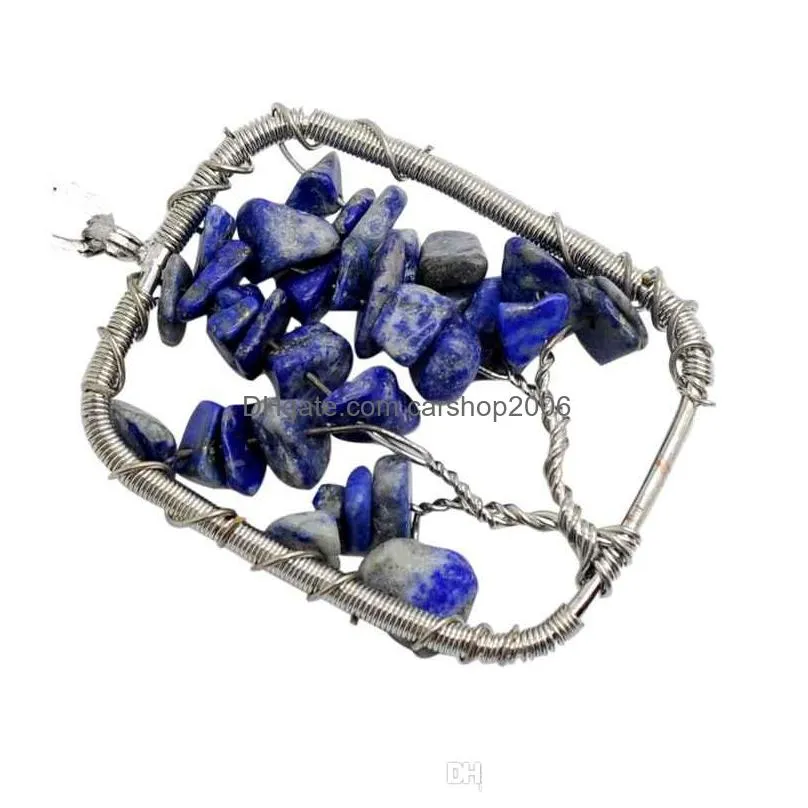 square seven gems tree pendants for men and women 2019 fashion simple necklace