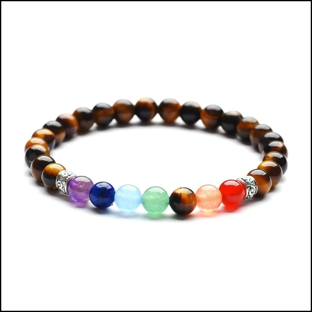 10pc/set 7 chakra healing balance 6mm beads bracelet yoga life energy charm bracelet natural stone jewelry