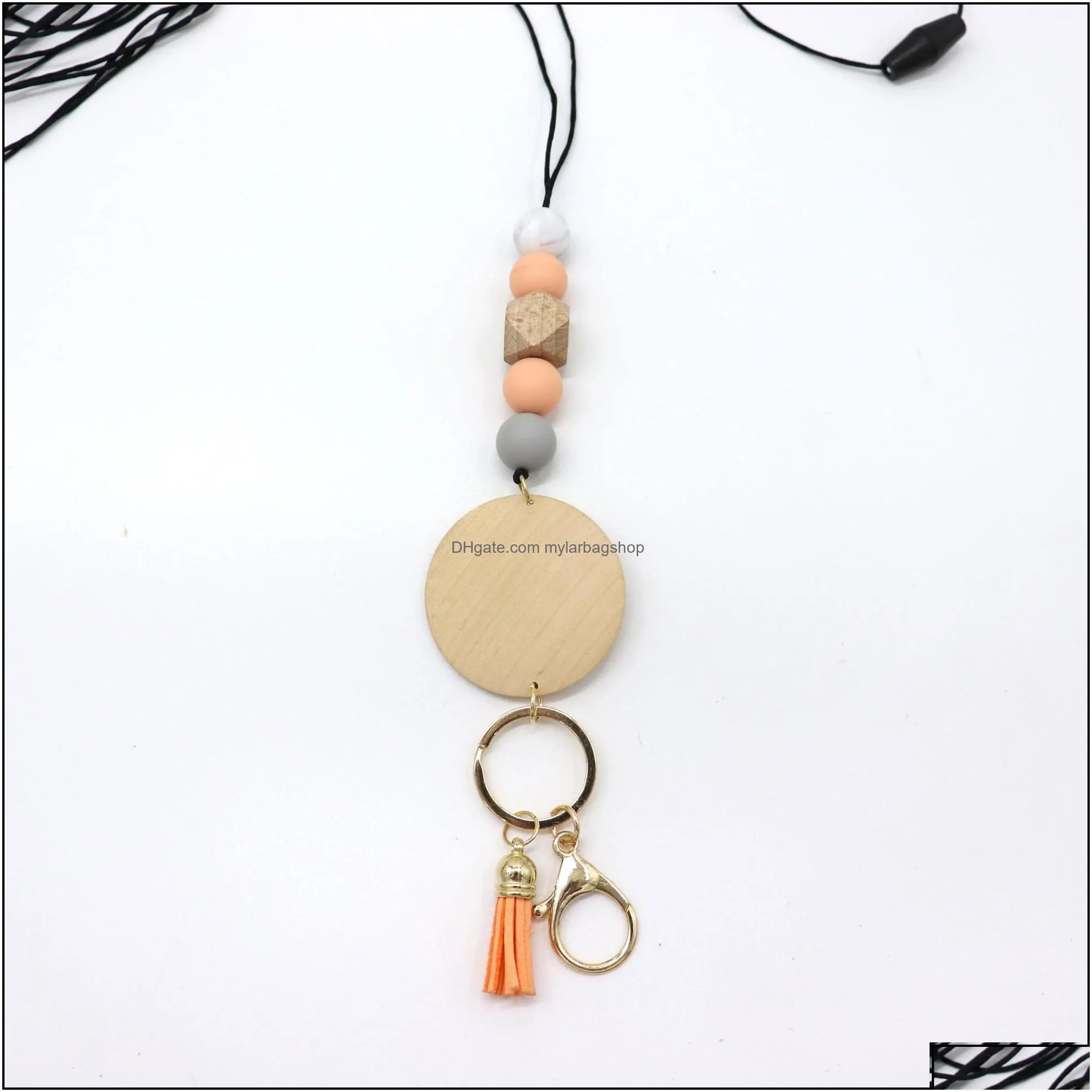 party favor event supplies festive home garden foreign trade personalized sile bead necklace blank disk tassel key chain mticolor