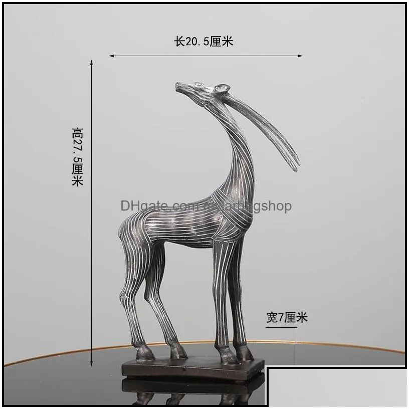 party favor event supplies festive home garden abstract striped deer scpture resin cute animal statue figurines crafts living room