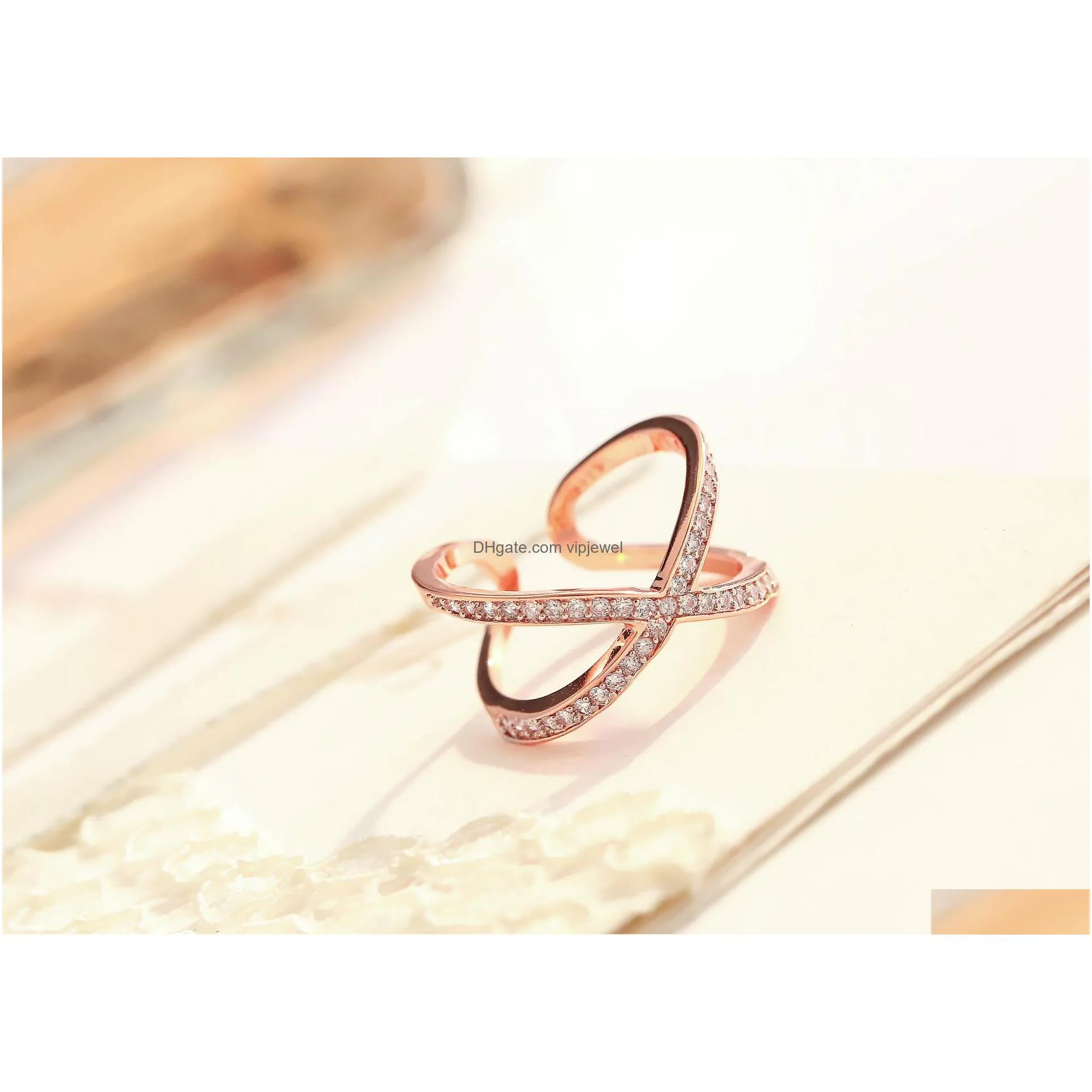  design x shape cross band rings for women fashion silver plated couple wedding micro paved cz crystal luxury jewelry