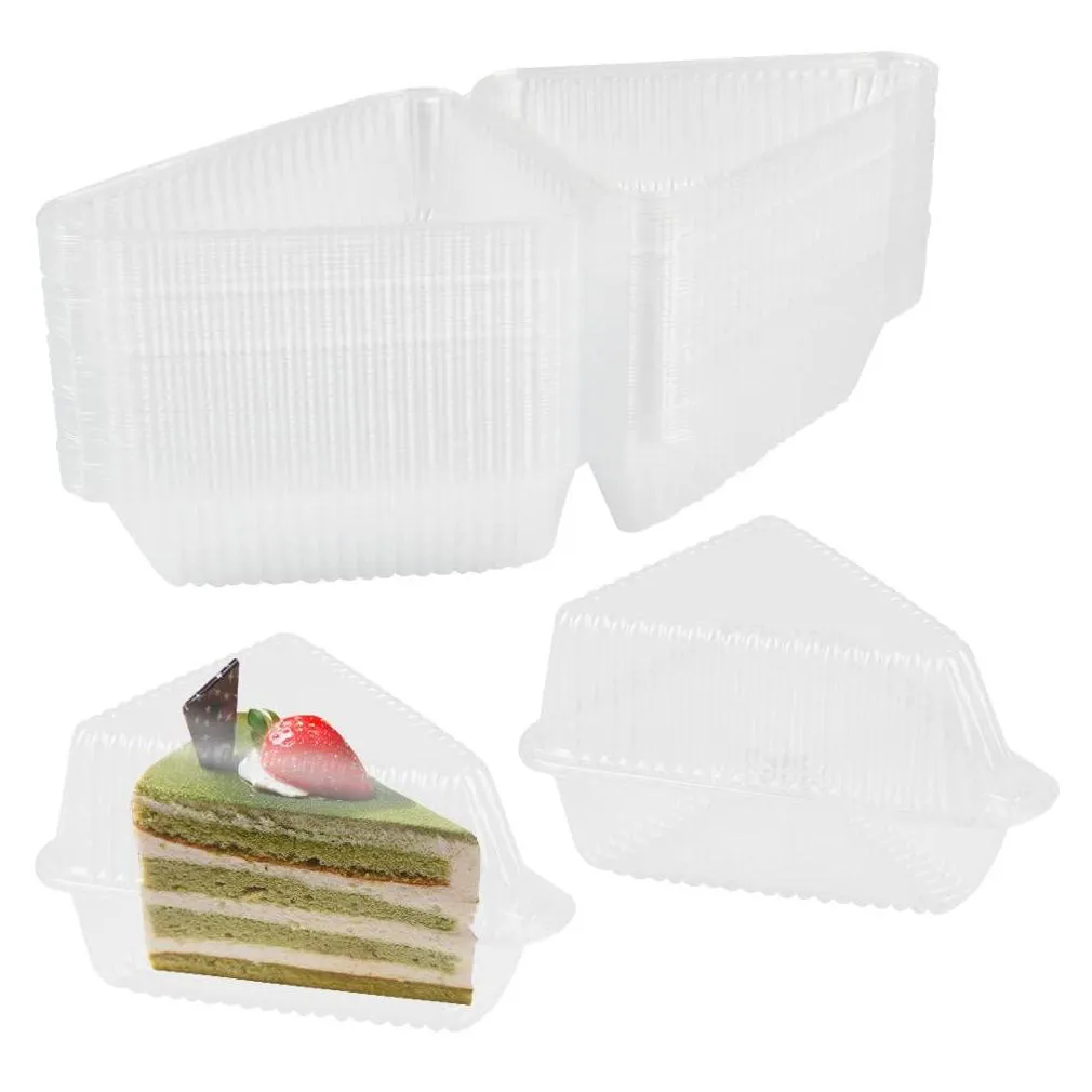 packing boxes triangar cake container plastic transparent hinge food containers cheese pie box amazf