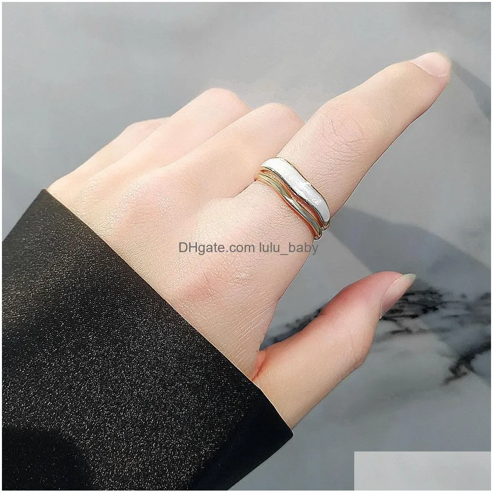 minimalist gold color finger rings for women fashion creative design doublelayered geometric party jewelry gifts