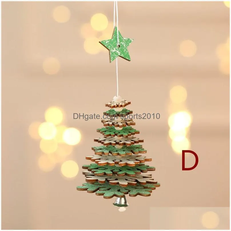 christmas decorations pendant wooden creative fivestar snowflake tree threedimensional small decoration homechristmas