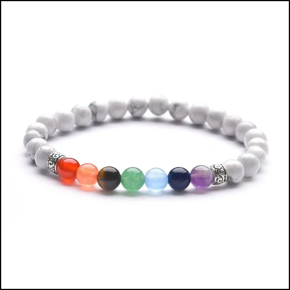 10pc/set 7 chakra healing balance 6mm beads bracelet yoga life energy charm bracelet natural stone jewelry