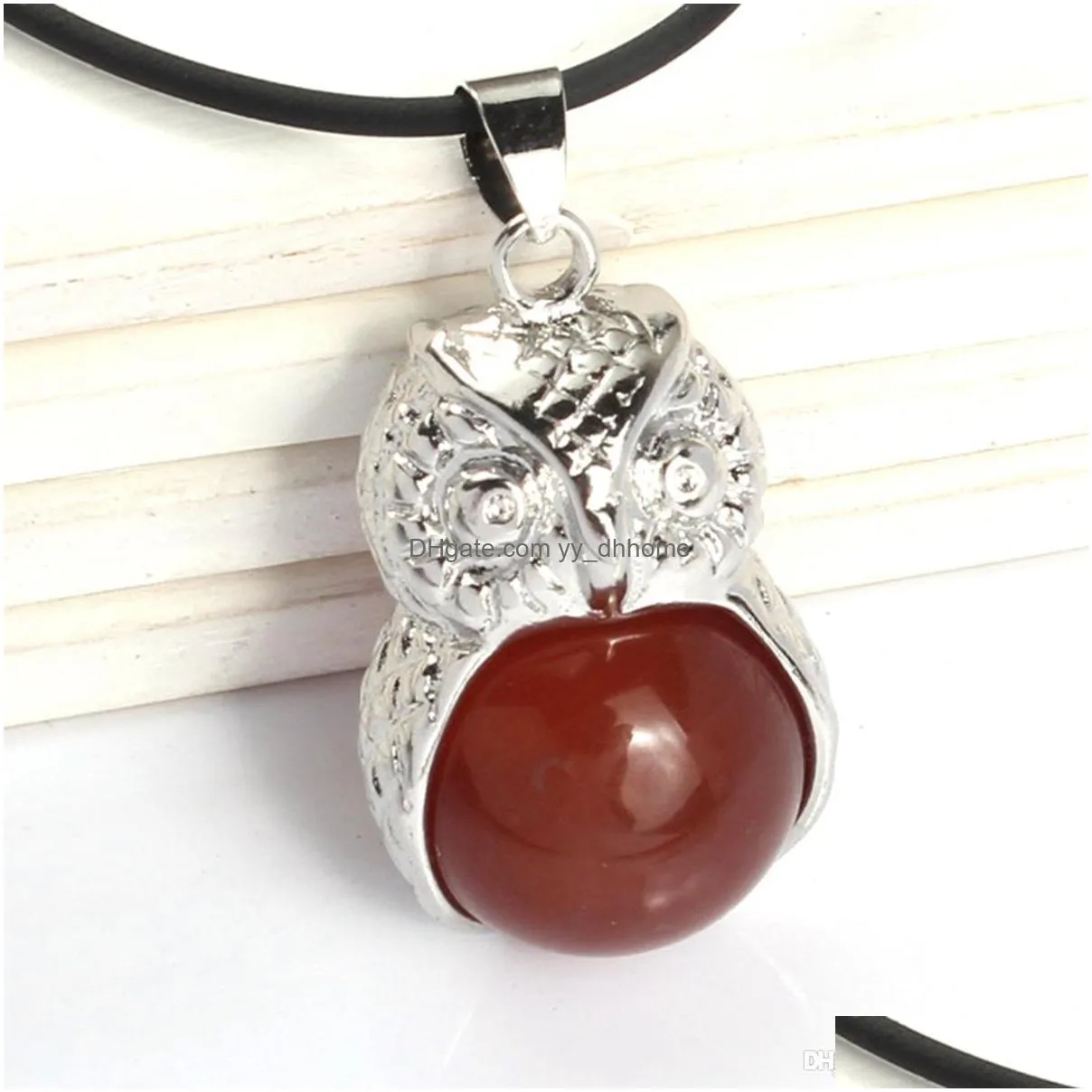 16mm ball 32x20mm silver owl pendant lady girl stainless steel necklace jewelry